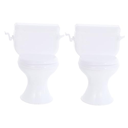 HOMOBABE 2 Stück Miniaturtoilette für Puppenhaus Teiliges aus Weißem Dekorativer Badzubehör für Spielzeughäuser für DIY Dekoration und Fotorequisiten von HOMOBABE