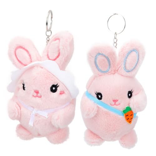 HOMOBABE 2 Stück Plüsch-Kaninchen-Puppe zum Aufhängen Hasen plüschtier schlüsselanhänger Tier DIY Tier Dekoration genschenkideen Tierpuppe DIY Osterhasen-Anhänger kurzer Plüsch Rosa von HOMOBABE