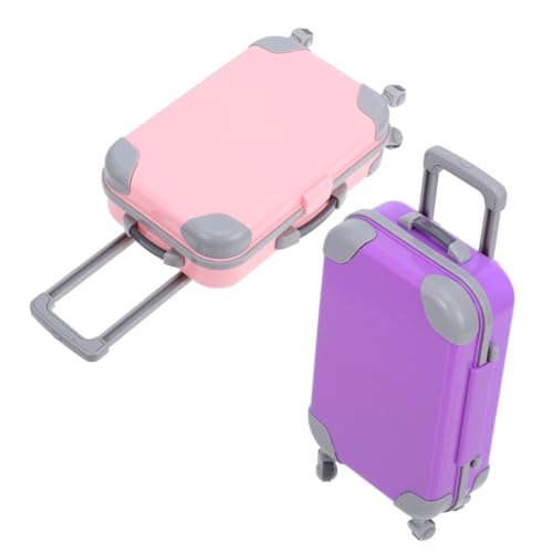 HOMOBABE 2 Stück Puppenkoffer Mini-Trolley Rollkoffer Aus Kunststoff Puppengepäck Puppenhaus Koffer Winziger Koffer Kinderspielzeugkoffer Miniatur-puppenhaus-Koffer Süße Puppenmöbel Abs von HOMOBABE