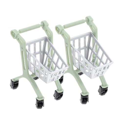 HOMOBABE 2 Stück Trolley-Modell zappeln Korb Auto mini einkaufswagen Puppen schubkarrenrad Einkaufswagen- nachgeahmtes Einkaufswagenspielzeug Kunststoff Light Green von HOMOBABE