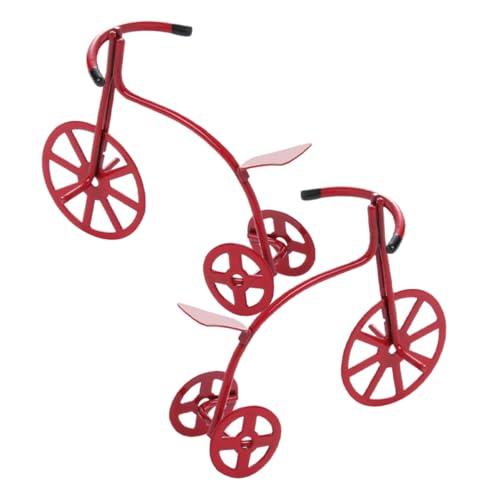 HOMOBABE 2 Stück Zubehör Für Puppenhäuser Rad Projekt Puppenhaus Rechteckig Miniatur Träger Bistro Beil Anlage Ding Fliegen Auto Wunder Krippe Stütze Sukkulenten Rot Legierung von HOMOBABE