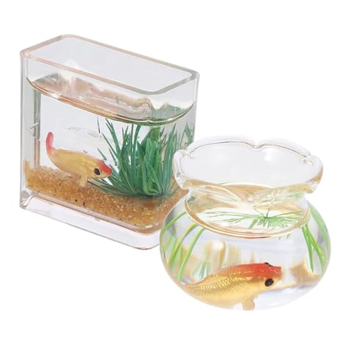 HOMOBABE 2 Stück für Aquarien klein Miniaturen Desktop Zucht Mikro Bob wohnungseinrichtung wohnungsdeko puppenhauszubehör wohnraumdeko spielzeuge winzige Dinge Miniatur Fischglas von HOMOBABE