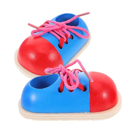 HOMOBABE 2-teiliges Übungsspielzeug Zum Schnüren Von Schuhen Aus Holz Zum Lernen, Schuhe Zu Binden, Kit Für Kinder Im Vorschulalter, Schnürsenkel Binden, Pädagogisches Spielzeug, von HOMOBABE