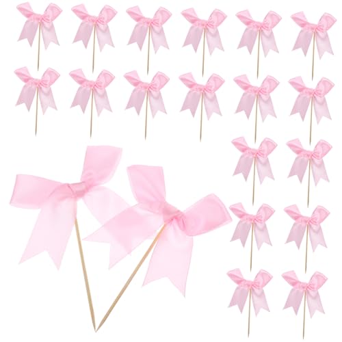 HOMOBABE 20 Stück Bowknoten Dessert Toppers Süße Cupcake Aufsätze aus Polyester Dekorative Schleifen für Geburtstagsfeiern Hochzeiten und Partys von HOMOBABE