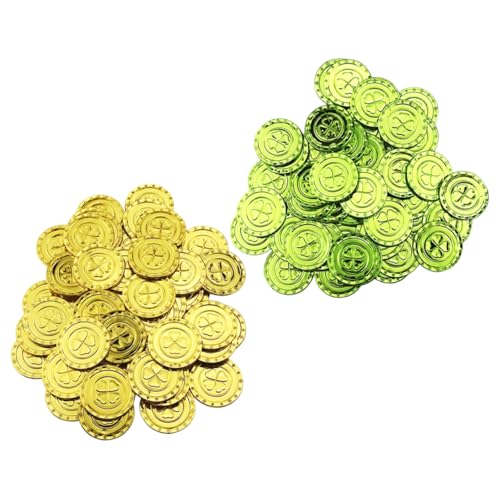 HOMOBABE 200 Stück Partyzubehör Kleeblatt-Charme Kobold-Münzen Glücksmünze Grün st Patricks Day Party Favors Party -Requisiten goldene Plastikmünzen Spieleprop Partydekor HOMOBABE 200 Stück Partyzubehör Kleeblatt-Charme Kobold-Münzen Glücksmünze Grün st Patricks Day Party Favors Party -Requisiten goldene Plastikmünzen Spieleprop Partydekor von HOMOBABE