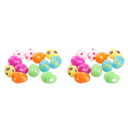 HOMOBABE 24 Stück buntes Osterei Cartoon-Osterei- leere Ostereier befüllbare ostereier Lotto- -Ei leeres Osterei osterparty ei Hause Eier prop Plastik von HOMOBABE