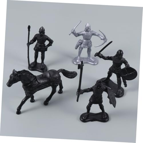 HOMOBABE 28 Stück Teiliges Kunststoff Soldaten Spielset mit Soldaten Pferden und Reitern Mittelalterliche Krieger Figuren Detailreiche Statische Modelle Langlebiges Kinderspielzeug für von HOMOBABE