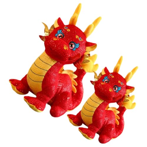 HOMOBABE 2stücke Plüsch Drachenmaskottchen Kawaii Kuscheltier Für Neujahrsfeiern Dekoratives Jahr Drachen Spielzeug von HOMOBABE