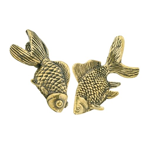 HOMOBABE 2pcs Messing Kleiner Fischverzier Figur Fischform Statue Vintage Sees Vermögen Fisch Aquarium Dekoration Büro Fisch Figur von HOMOBABE