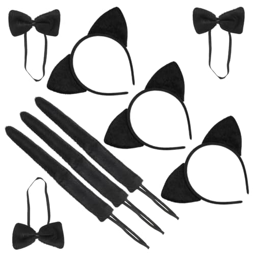 HOMOBABE 3 Sätze Katzenohren Stirnband mit Fliege und Tierkostüm für Vielseitiges Cosplay Zubehör für Jungen und Mädchen für Fasching Halloween und Kostümpartys HOMOBABE 3 Sätze Katzenohren Stirnband mit Fliege und Tierkostüm für Vielseitiges Cosplay Zubehör für Jungen und Mädchen für Fasching Halloween und Kostümpartys von HOMOBABE