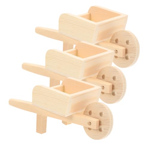 HOMOBABE 3 Stck. Mini-Kinderwagen für den einzug für handwerkskunst Children Toys Miniatures Kollege schubkarre Mini-Karren- Minikarrenkarren Holz von HOMOBABE