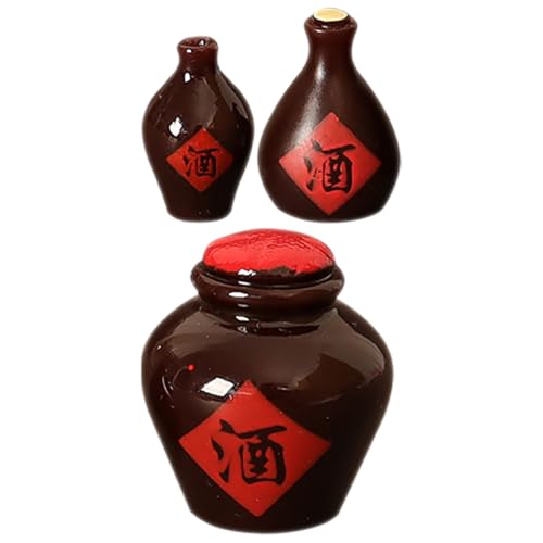 HOMOBABE 3 Stück Puppenhaus-Modell Deckel Puppenhaus Mini-weinflaschen Ding Miniatur Mini-Flaschen-puppenhaus Zubehör Mini-getränkeflaschen Puppenhausmöbel Harz Dark Brown von HOMOBABE