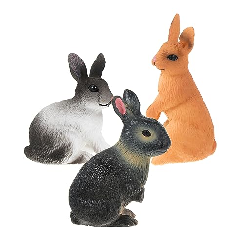HOMOBABE 3 Stück Teiliges Realistische Hasenfiguren aus Umweltfreundlichem Material Detailgetreue Bunny Modelle Dekorative Tier Ornamente für Schreibtisch und Lernspielzeug von HOMOBABE