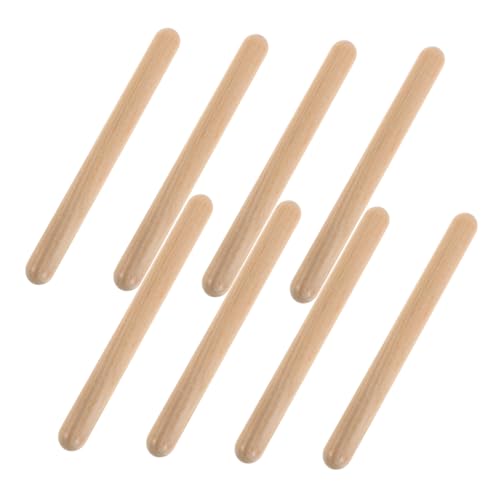 HOMOBABE 4 Paare Holzklöppel Rhythmusstäbe Natürliche Klangstäbe für Orff musikpädagogik Kindergarten Percussion Instrumente Sicheres Kinderspielzeug für Musikalische Früherziehung von HOMOBABE