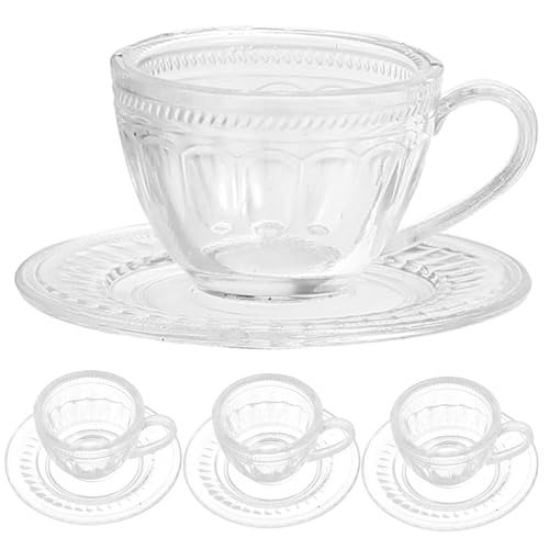 HOMOBABE 4 Sätze Miniatur Teetassen Set Teile Puppenhaus Zubehör Dekorative Mini Teetassen und Untertassen für Puppenstuben Hochwertiges Mini Teegeschirr für Kreative Szenen Miniaturwelten von HOMOBABE