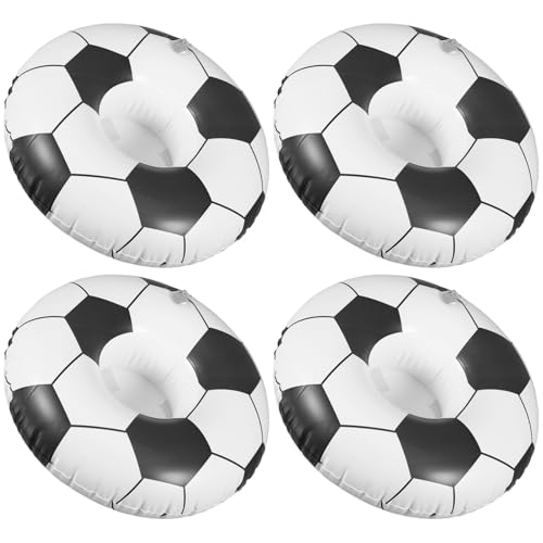 HOMOBABE 4 Stück Aufblasbarer Fußball Getränkehalter Set aus PVC für Strand und Entspannung im Wasser Wiederverwendbar und Leicht zu Lagern Wiederverwendbar von HOMOBABE
