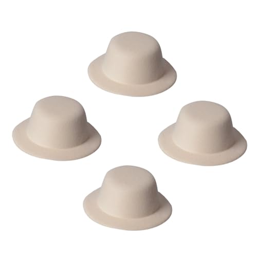 HOMOBABE 4 Stück Hut Embryo Kleiner Zylinder Hüte Für Damen in Mode Zubehör Für Die Herstellung Von Kopfbedeckungen Tuch Weiße Mini-Zylinder Elegant Kahle Kappe Mini-Craft-hüte Beige Netz von HOMOBABE