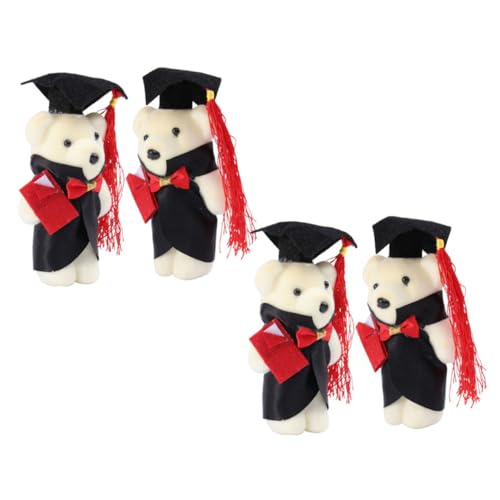 HOMOBABE 4 Stück Mini-plüschbär Als Abschlussparty Abschlussbär Vorhanden Graduierung Plüsch Bärenpuppe Weiche, Flauschige Puppe Abschluss Bär Filzstoff von HOMOBABE