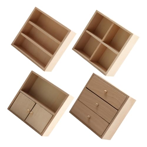 HOMOBABE 4 Stück Miniaturmöbel Set aus Holz für Puppenhaus Teiliges DIY Bücherregal und Schrank für Kreative Bastelprojekte Robuste und Stilvolle Möbelstücke für Familien HOMOBABE 4 Stück Miniaturmöbel Set aus Holz für Puppenhaus Teiliges DIY Bücherregal und Schrank für Kreative Bastelprojekte Robuste und Stilvolle Möbelstücke für Familien von HOMOBABE