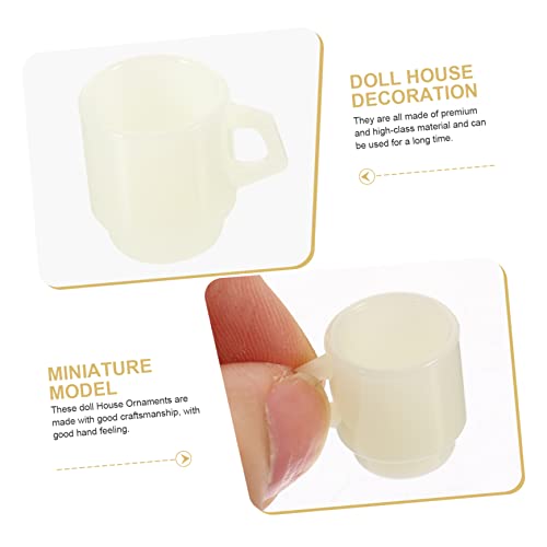 HOMOBABE 4 Stück Teiliges Miniatur Puppenhaus Tassen Milchweiße Mini Becher aus Langlebigem Material Vielseitig für Puppenhaus Spielzeugküche und Foto Requisiten Geeignet für Kinderzimmer von HOMOBABE
