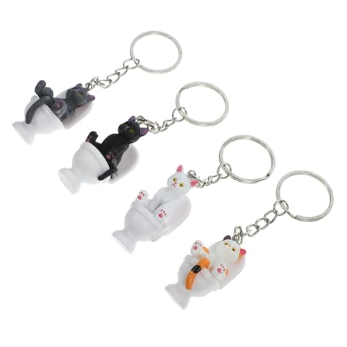 HOMOBABE 4 Stück Toiletten Katze Schlüsselanhänger Teiliges Kreatives Schlüsselring Design Niedliche Katzenformen für Taschen Dekoration HOMOBABE 4 Stück Toiletten Katze Schlüsselanhänger Teiliges Kreatives Schlüsselring Design Niedliche Katzenformen für Taschen Dekoration von HOMOBABE