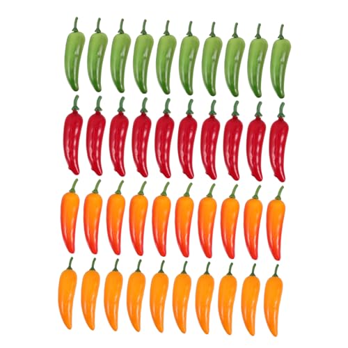HOMOBABE 40 Stück Simuliertes Pepper-Modell künstlicher Pfeffer Modell mit gefälschten Paprika Simulation Pfeffer Requisiten gefälschte Chilischoten Chili Party Supplies Polyethylen von HOMOBABE