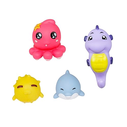 HOMOBABE 4stücke Teiliges Cartoon Tier Badewannenspielzeug Lustige Quietschtiere Im Und Oktopus-Design Für Kleinkinder Sicher Und Leicht Zu Handhaben Für Badewanne von HOMOBABE