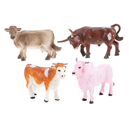 HOMOBABE 4Stücke Mini Simulation Kuhspielzeug Teiliges Wildtiere Modell für Dekorative Figuren für Frühe Bildung Realistische Tierornamente für Kreative Spiele von HOMOBABE