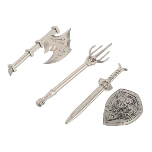 HOMOBABE 4pcs Kids Miniatur Toy Swords Shields Axe Und Faszente Set Winzige Plastikschilde Und Schwerter Für Jungen Schloss Bausteine ​​Accessoires Kinder Cosplay - Und Schild Set von HOMOBABE