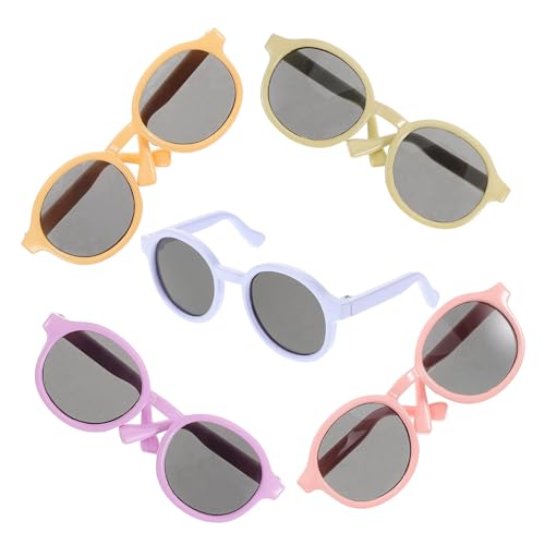 HOMOBABE 5 Stück Teiliges Mini Puppen Sonnenbrillen aus Leichtem Kunststoff Bunten Pastellfarben Niedliche Puppenbrillen für Doll Eyewear als Accessoires zum Ankleiden und Basteln von HOMOBABE