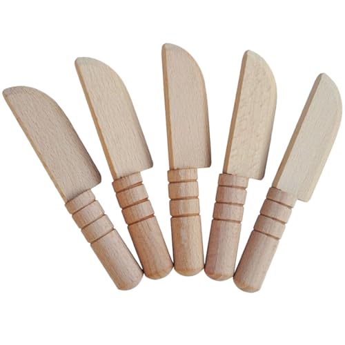 HOMOBABE 5Stücke Teiliges Holzschneider Spielzeugset für Kinderküche DIY Puppenhaus Zubehör Sicheres Holzmaterial Realistische Gestaltung für Rollenspiele und Dekoration von HOMOBABE