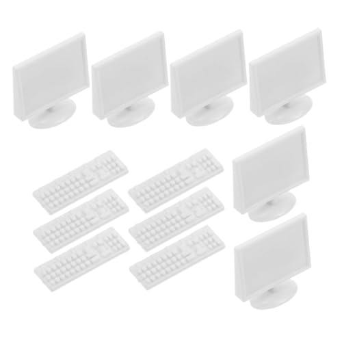HOMOBABE 6 Sets Puppenhaus Modellmöbel Mini Puppenhaus Zubehör Miniatur Computer Puppenhaus Miniatur Zubehör Computer Modell Computer Desktop Tastatur Modell Kunststoff Weiß von HOMOBABE