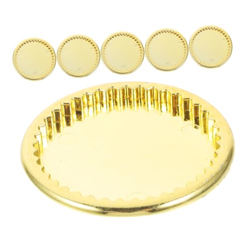 HOMOBABE 6 Stück Mini-goldplatte Mini-Ornament-Puppen Feinschmecker Herd Miniatur Bausätze Mini Dollhouse Zubehör Für Puppenhäuser Mini-Essen Zubehör Für Den Puppenhausgarten Golden Plastik von HOMOBABE