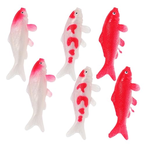 HOMOBABE 6 Stück Miniatur Koi Fischfiguren Realistische Kunstfische für Aquarien Dekoration Lebensechte Goldfisch Modelle für Büro und Zuhause Vielseitige Dekorationsmöglichkeiten von HOMOBABE