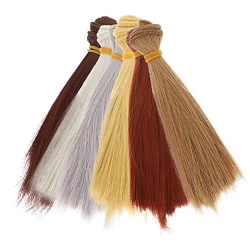 HOMOBABE 6 Stück Puppe glattes Haar Mädchen Zubehör für Babypuppen Puppenteile Schaufensterpuppenkopf Haarbrötchen Welle Perücke dekorative Puppe gerade Perücke Hochtemperaturdraht von HOMOBABE