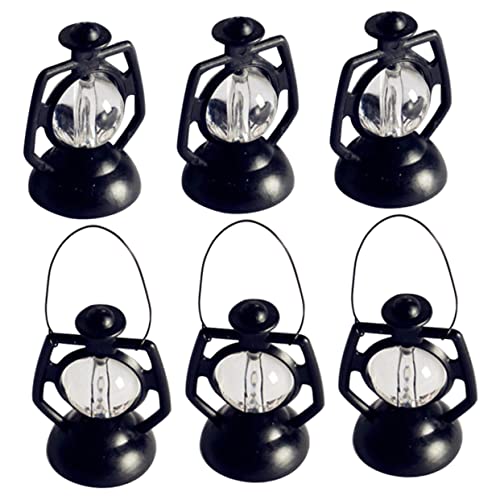 HOMOBABE 6 Stück Puppenhaus Miniaturszene Vintage Laterne Wohnkultur Weihnachtsbaum Petroleumlampe Miniatur Petroleumlampe Requisiten Lampenmodelle Pp Schwarz von HOMOBABE