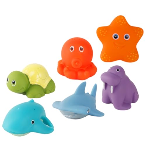 HOMOBABE 6 Stück Teiliges Badespielzeug Set Süße Cartoon Tierchen Spritztiere für Badewanne Quietschspielzeug für Kleinkinder für Spaß Beim Baden von HOMOBABE