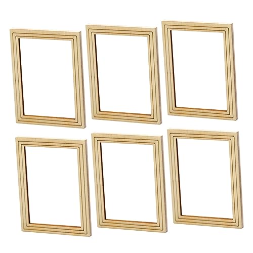 HOMOBABE 6 Stück Teiliges Mini Bilderrahmen für Puppenhaus Naturgetreue Miniatur Fotorahmen DIY Zubehör für Micro World Dekoration Detailreiche Wohnzimmerszene Sicheres Material von HOMOBABE
