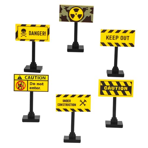 HOMOBABE 6pcs Street Warning Zeichen Verkehrserziehung Spielzeug Für Kinder Plastikverkehrszeichen Mini -verkehrskegel Für Interaktives Verkehrsspielset von HOMOBABE