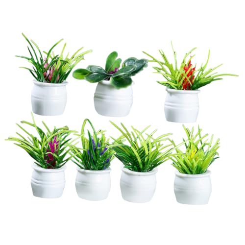HOMOBABE 7 Stück Teiliges Miniatur Bonsai Pflanzset für Puppenhaus Realistische Mini Pflanzenmodelle Leichte Miniatur Töpfe Dekorative Gartenornamente für Mini Gärten und DIY Dekoration von HOMOBABE