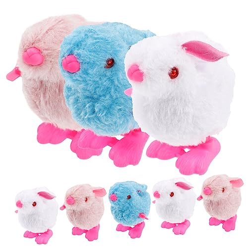 HOMOBABE 8 Stück Plüsch Kaninchen Uhrwerk für kinderspielzeug Interessantes Kid Toys spielzeuge Aufziehtier Ostern Uhrwerk Plastik von HOMOBABE