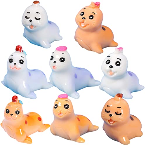 HOMOBABE 8 Stück Seelöwen-Ornamente Aquarium Fisch Party Mini kleine Kunstharzhandwerke Dekofiguren für Aquarien Versorgung mit Aquarien Zubehör für Aquarien von HOMOBABE