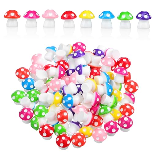 HOMOBABE 80 Stück Miniatur Pilz Deko Figuren Handgefertigte Resin Mini Mushrooms für Mikro Landschaften Mini Aquarien und Blumentöpfe Farben Je von HOMOBABE