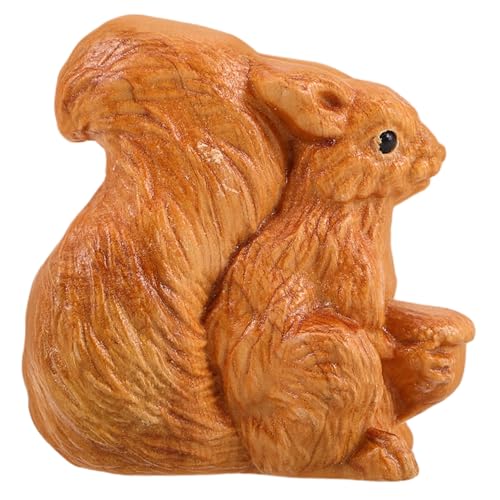 HOMOBABE Artikulierte Hölzerne Tierskulptur Entzückende Figur Der Eichhörnchendekoration Modell Holzschnitzerei Tierhandwerk Klein Geschnitzte Tierische Desktop -Statue von HOMOBABE