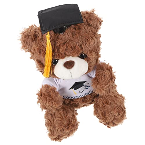 HOMOBABE Arzt Mütze Graduierung Bär Kinderpuppenspielzeug Graduierung Plüsch Bärenpuppe Abschluss Stofftier Bärenpuppen-Souvenir Plüschbärenspielzeug Cartoon-bär-Puppe Pp Baumwolle Brown von HOMOBABE