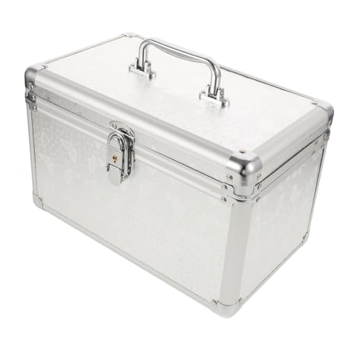 HOMOBABE Box Aufbewahrungsbox Koffer Werkzeug Organizer Griff Werkzeuge Tragekoffer Metall Werkzeugkoffer Metallgriff Werkzeugkoffer Werkzeug Tragekoffer Silber von HOMOBABE