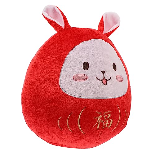 HOMOBABE Dharma-Kaninchen-Puppe Hasen-stofftier Neujahrsdekoration Kaninchen-Maskottchen- Stofftier-Maskottchen- Sternzeichen Hase Puppe Hasenpuppe Rot Plüsch von HOMOBABE