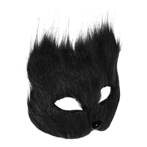 HOMOBABE Fuchs Maske Cosplay-Tiermaske Erwachsene pelziges Tier Fuchsmaske Plüsch Cosplay-Maske Halloween-Tiermaske halbmaske halloween Vintage Halloween-Maske Tiermasken Plastik Schwarz von HOMOBABE