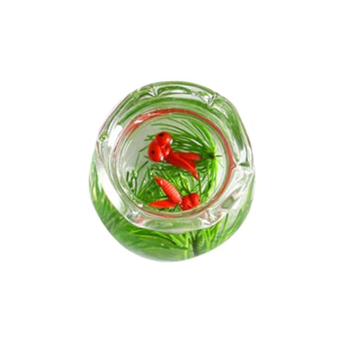 HOMOBABE Goldfischglas aus Glas Miniaturornament Miniaturen Miniaturmöbel Wohnkultur Autospielzeug Dekoration für Miniaturhäuser Aquarium und Mini-Fischdekor Mini-Hausdekoration rot von HOMOBABE
