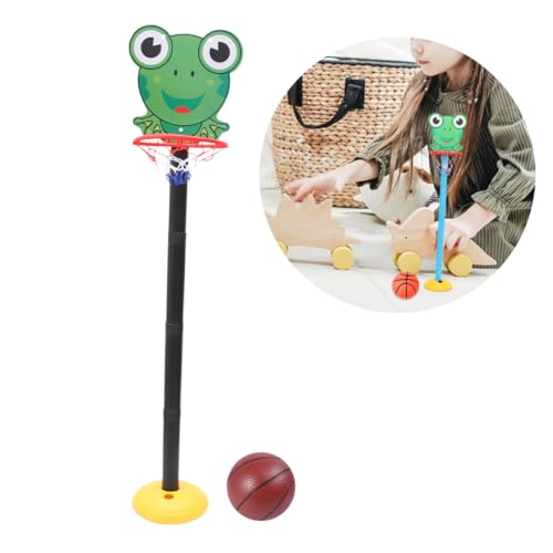 HOMOBABE Höhenverstellbarer Basketballkorb für Cartoon Frog Basketball Rack Set für Drinnen und Draußen für Kindergarten und Familienaktivitäten Leicht und Sicher zu Verwenden von HOMOBABE